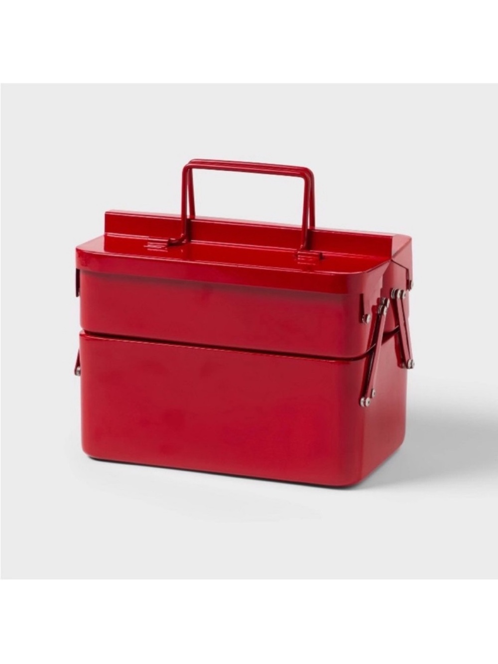 Brightroom Metal Storage Holiday Caddy, Accessory Organizer Red